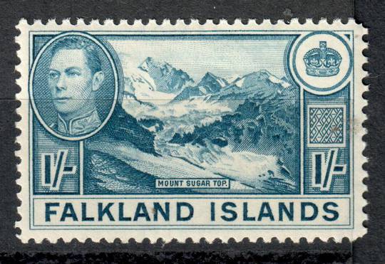 FALKLAND ISLANDS 1938 Geo 6th Definitive 1/- Dull Greenish Blue. - 6940 - LHM