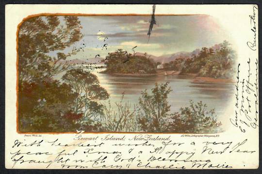 STEWART ISLAND Coloured Postcard by Government Tourist. From Ranitata via Christchurch and Frisco to England. - 69926 - Postcard