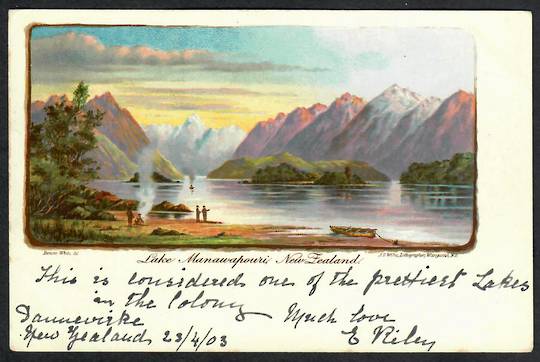 LAKE MANAPOURI Coloured Postcard. Government Tourist. NEW ZEALAND Postmark Palmerston North DANNEVIRKE  Perfect H class. Rating