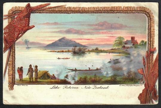 LAKE ROTORUA Coloured Postcard by Government Tourist. Mailed from Auckland to USA - 69928 - Postcard