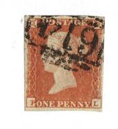 GREAT BRITAIN 1841 1d Lake-Red shade. Imperf 4 margins. Fine used. Obliterator 614. Letters PL. - 70047 - FU