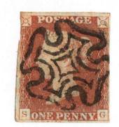 GREAT BRITAIN 1841 1d Red- Brown from black plate 1b. Imperf. Almost four margins. Maltese cross cancel. Letters SG. - 70049 - U
