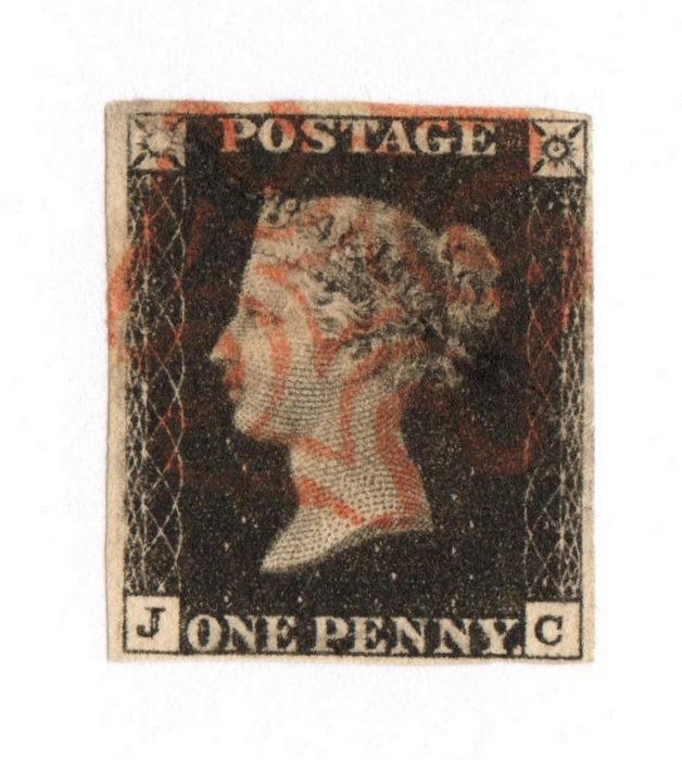 GREAT BRITAIN 1840 1d Black. Nice copy with red Maltese Cross cancel. Letters JC. - 70051 - FU