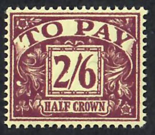GREAT BRITAIN 1954 Postage Due 2/6 Purple on yellow.  Watermark Mult Tudor  Crown and E2R sideways. - 70062 - UHM