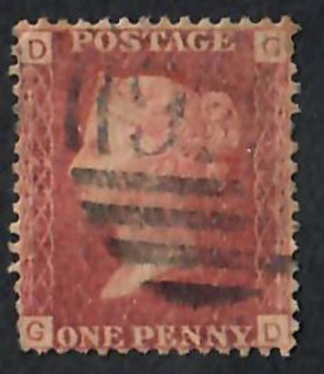 GREAT BRITAIN 1858 1d Red. Plate 105. Letters DGGD. - 70105 - Used