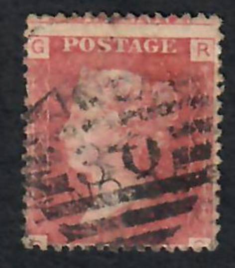 GREAT BRITAIN 1858 1d Red. Plate 116. Letters GRRG. Off centre. - 70116 - Used