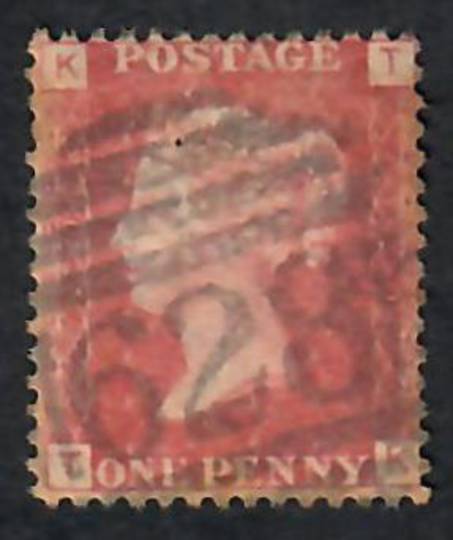 GREAT BRITAIN 1858 1d Red. Plate 120 Letters KTTK Postmark 628 in oval. - 70120 - Used