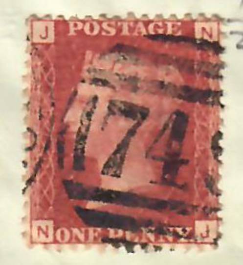 GREAT BRITAIN 1858 1d Red. Plate 174. Letters JNNJ. - 70174 - Used
