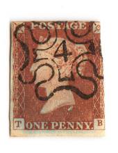 GREAT BRITAIN 1841 1d Red Maltese Obliterator. Number 4. - 70229 - FU