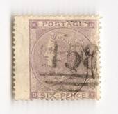 GREAT BRITAIN 1862 6d Lilac Left wing margin. Good perfs. Light postmark 158 in oval bars. Letters IDDI - 70239 - FU