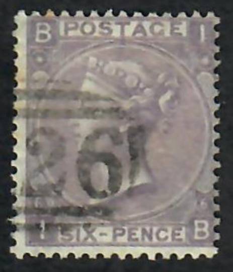 GREAT BRITAIN 1865 Definitive 6d Lilac. Very fine copy. Rich colour. Good perfs. Slightly off centre to North East. Part cancel