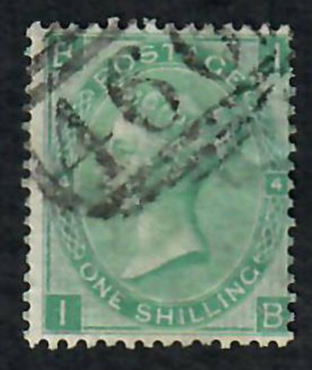 GREAT BRITAIN 1865 Definitive 1/- Green. Good perfs. Centred east. Postmark 466 in oval bars. Letters BIIB - 70258 - FU