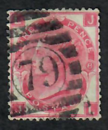 GREAT BRITAIN 1867 Definitive 3d Rose. Plate 8. Letters LJJL. Postmark 79 iin circle in bars. Obscures. - 70265 - Used