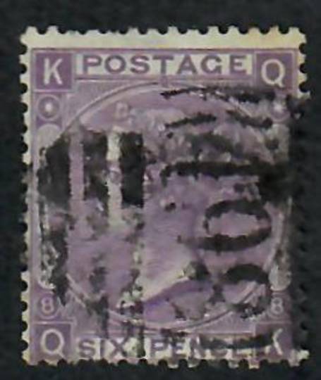 GREAT BRITAIN 1867 6d Dull Violet. Without hyphen. Plate 8. Letters KQQK. Centred south. Quite good perfs. Postmark 498 in oval