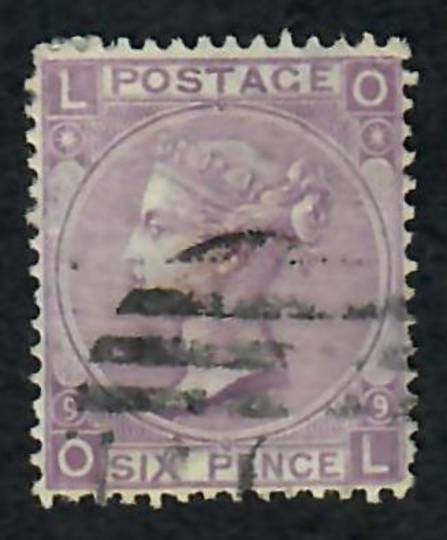 GREAT BRITAIN 1867 6d  Mauve. Without hyphen. Plate 9. Letters LOOL. Well centred. Light postmark. One nibbled perf at top left.