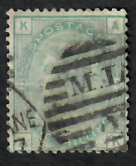 GREAT BRITAIN 1873 1/- Pale Green. Plate 13. Letters KAAK. Centred slightly south east. Postmark M.L. in oval bars. - 70299 - Us