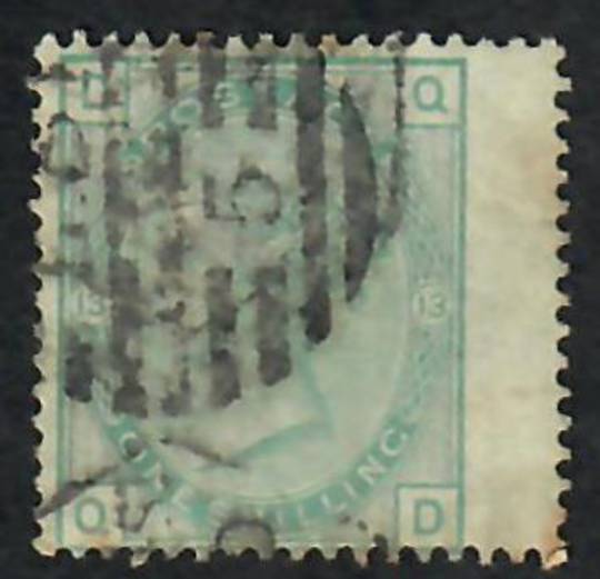 GREAT BRITAIN 1873 1/- Pale Green. Plate 13. Letters DQQD. Right wing margin. Good perfs. - 70301 - Used