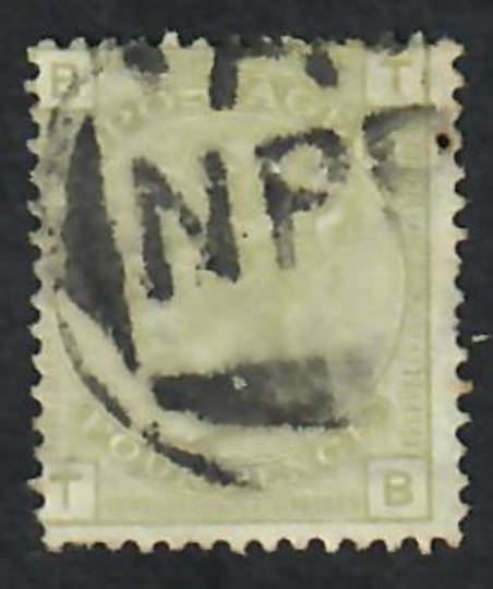 GREAT BRITAIN 1873 Definitive 4d Sage Green. Plate 15. Letters BTTB. Unusual postmark NPP in triangular circle. Centred north we