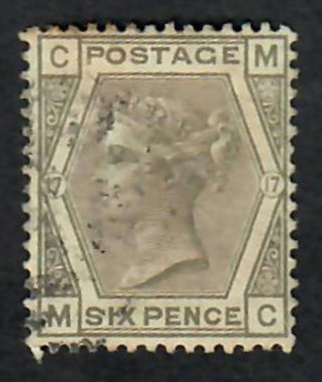 GREAT BRITAIN 1880 6d Grey. Plate 17. Letters CMMC. Good perfs. Centred slightly east. Light postmark. - 70307 - FU
