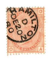 GREAT BRITAIN 1880 1/- Orange Brown. Plate 13. Letters AOOA. Lovely circular postmark HAMILTON 20/12/80 which is probably unique