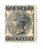 GREAT BRITAIN 1880 5d Indigo. Centred west. Postmark LOMBARD ST clear of profile. Good colour and perfs. - 70312 - FU