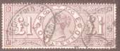 GREAT BRITAIN 1888 £1- Brown Lilac.Watermark 3 orbs. Fine used. Light registered cancels. Good fresh colour. Good perfs. Well ce