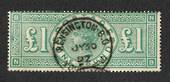 GREAT BRITAIN 1887 £1 Green. Letters BNNB. Good perfs. Fresh colour. Centred north west. Nice KENSINGTON cds 30/7/92. Top stamp