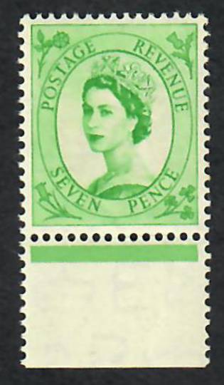 GREAT BRITAIN 1955 Elizabeth 2nd 7d Bright Green. Watermark 165 St Edwards Crown. - 70334 - UHM
