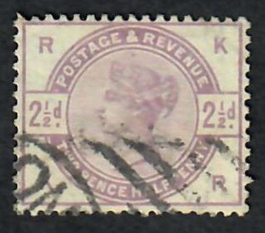 GREAT BRITAIN 1883 2Â½d Lilac. Letters RKKR. Centred north. Bottom row of perfs ever so slightly dull. Postmark below the face.
