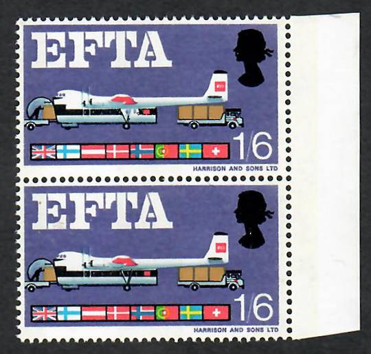 GREAT BRITAIN 1967 European free Trade Association 1/6 Air Freight. pair with the Broken Strut Variety. - 70362 - UHM