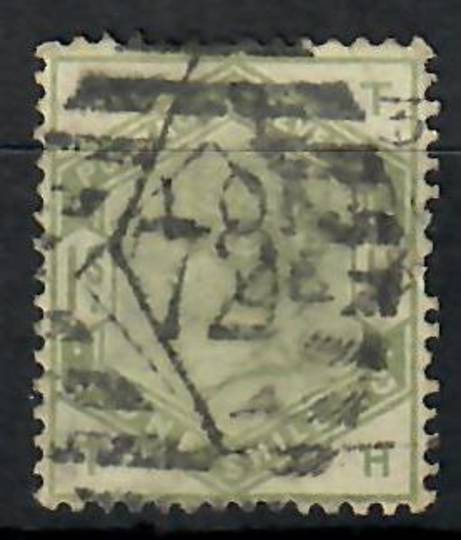 GREAT BRITAIN 1883 1/- Dull Green.Letters HTTH. Heavy postmark. - 70368 - Used