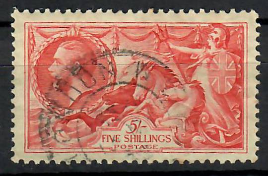 GREAT BRITAIN 1918 Geo 5th 5/- Rose-Red. Not checked but assume to be the Bradbury Wilkinson printing. Nice used copy. - 70378 -
