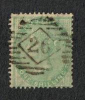 GREAT BRITAIN 1855 1/- Pale Green. Postmark 26 in diamond in bars. Perfs not quite so good. - 70384 - Used