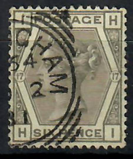 GREAT BRITAIN 1880 6d Grey. Plate 17. Postmark squared circle. Letters IHHI. Good perfs. - 70385 - Used