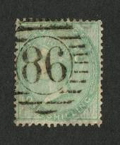 GREAT BRITAIN 1856 1/- Pale Green.Postmark 86 in circle. Slightly off centre. Sound used. - 70411 - Used