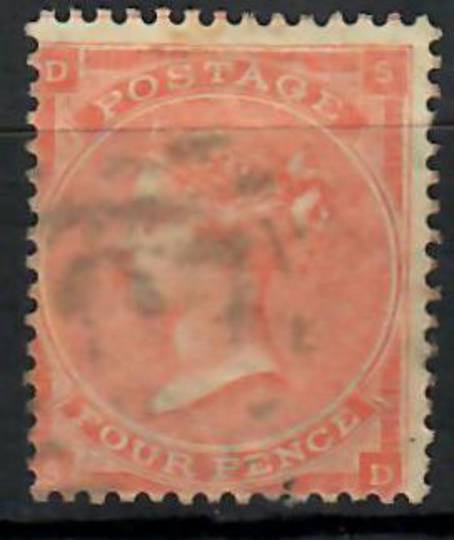 GREAT BRITAIN 1862 4d Pale Red. Good perfs.Centred south and west. Light postmark. - 70420 - VFU