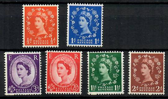 GREAT BRITAIN 1957 Elizabeth 2nd Definitives with graphite lines. Set of 6. - 70422 - UHM
