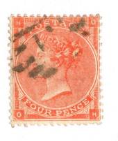 GREAT BRITAIN 1863 4d Pale Red.One nibbled perf at south. Centred slightly north.Good colour. Attractive. Hairlines stand out. -