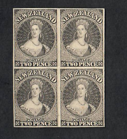 NEW ZEALAND 1855 Full Face Queen Proofs of the 2d in block of 4. - 70451 - Proof