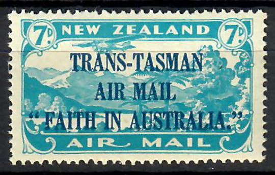 NEW ZEALAND 1934 Airmail 7d Blue. Overprint " Trans-Tasman Air Mail Faith in Australia". - 70452 - UHM