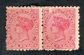 NEW ZEALAND 1893 Second Sideface 1d Red. Pair (one with the chisel flaw) and adverts from the 1st setting. Hinged mint but good