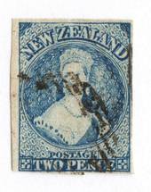 NEW ZEALAND 1862 Full Face Queen 2d Blue. Imperf. Davies print. Watermark Large Star. Intermediate plate wear. Four margins. - 7