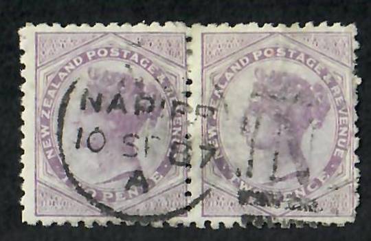 NEW ZEALAND 1882 Victoria 1st Second Sidefaces 2d Napier A class cancel on pair. - 70496 - Used