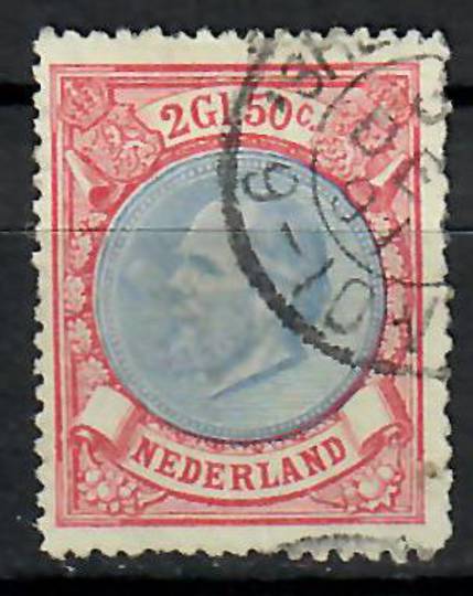 NETHERLANDS 1872 William 3rd Definitive 2g50 Ultramarine and Rose. Perf 14 Small Holes. - 70516 - FU