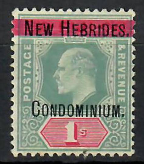 NEW HEBRIDES 1908 Edward 7th 1/- Green and Carmine. Overprint on Fiji Definitive. Small tone spot. - 70525 - LHM