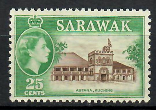SARAWAK 1955 Elizabeth 2nd Definitive 25c Sepia and Green. - 70529 - UHM