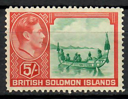 SOLOMON ISLANDS 1939 Geo 6th Definitive 5/- Green and Red. - 70531 - UHM