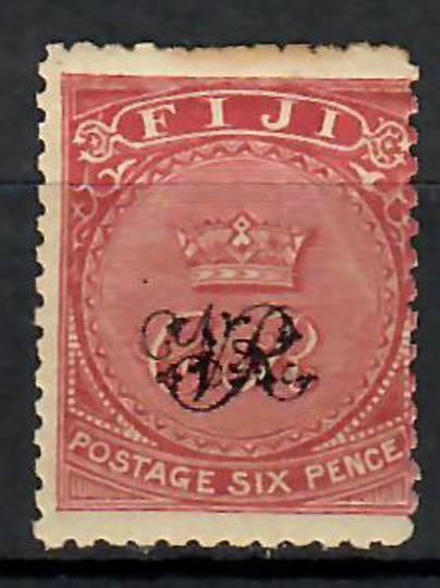FIJI 1876 6d surcharged VR in scroll. Perf 12½. Wove paper. Centred east. Toning at hinge mark. - 70542 - Mint