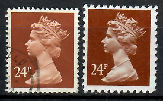 GREAT BRITAIN Machin 24p Genuine forgery made to defraud Royal Mail. Genuine stamp for comparison. - 70553 -