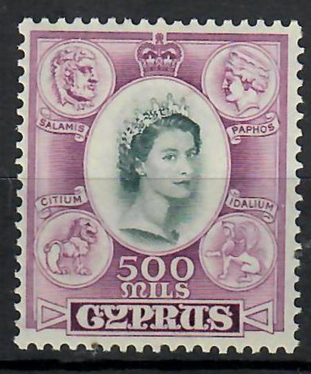 CYPRUS 1955 Elizabeth 2nd Definitive 500 mils Slate and Purple. - 70555 - UHM